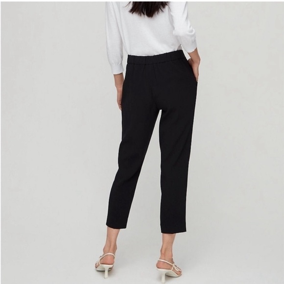 Aritzia Babaton Cohen Trouser Cropped Pleated Dress Pant Jogger Black Crepe Sz 4 - Picture 7 of 13
